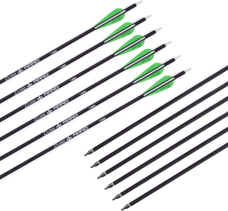Yls Archery 26/28/30Inch Carbon Arrow Practice Hunting Arrows with100 Grain Removable Tips for Compound & Recurve Bow(Pack of 12) - Image 2